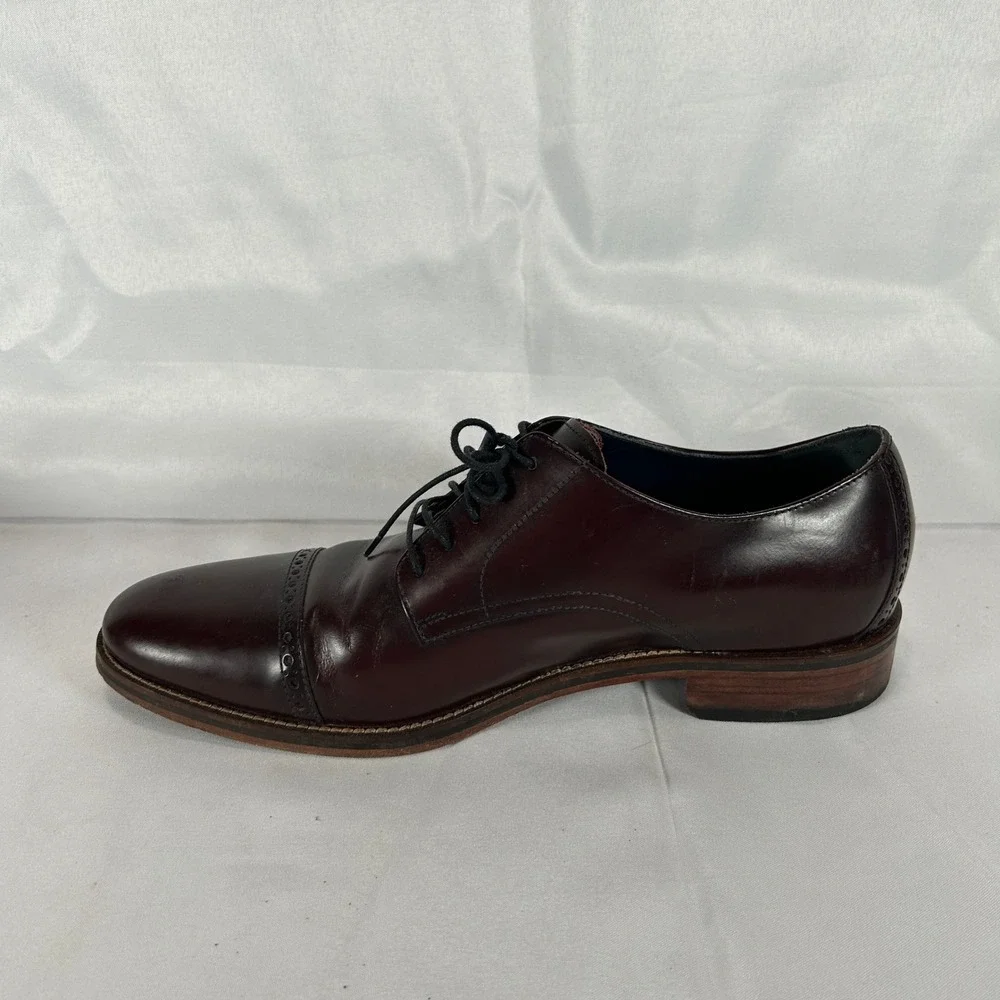 Cole Haan Mens C10840 Burgundy Leather Cap Toe Derby Dress Shoe Air Size 11
